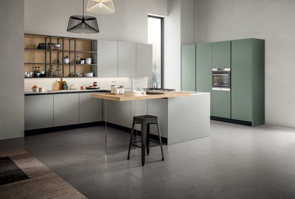 cucine su misura roma moderne con isola centrale progettata da EffeGi Arredi